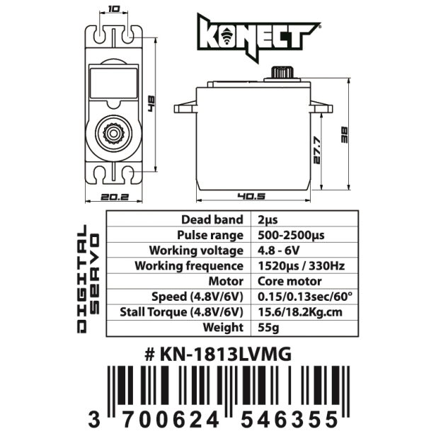 KONECT 18 kg Digitálne servo (18 kg-0,13s/60°)