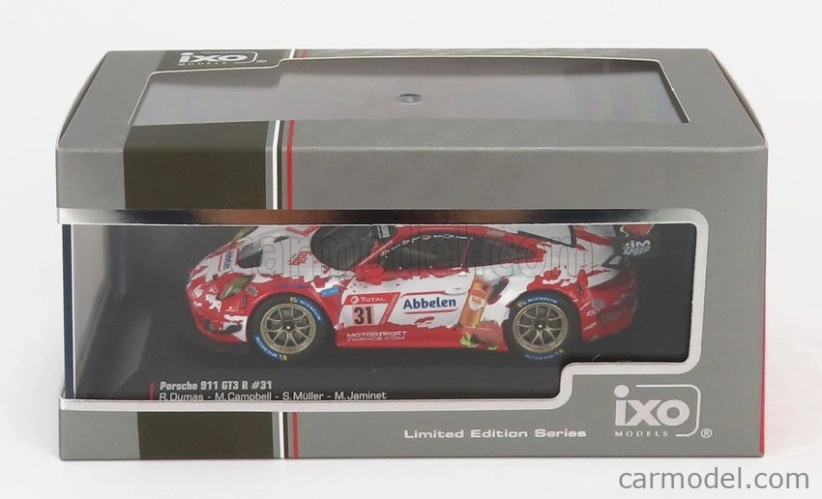 Ixo-models Porsche 911 991-2 Gt3 R Team Frikadelli Racing N 31 24h Nurburgring 2019 S.muller - R.dumas - M.campbell - M.jaminet 1:43 Červená biela