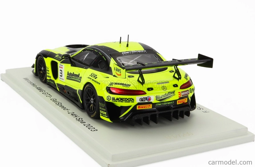 Spark-model Mercedes benz Amg Gt3 Team Getspeed N 3 24h Spa 2023 F.scholze - K.heyer - P.assenheimer - A.peroni 1:43 Yellow Black
