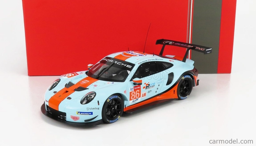 Ixo-models Porsche 911 991 Rsr 4.0l Team Gulf Racing N 86 1:18, světle modrá