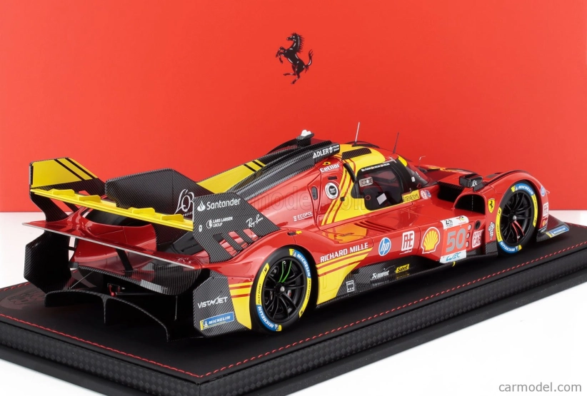 Bbr-models Ferrari 499p 3.0l Turbo V6 Team Ferrari Af Corse N 50 Winner 24h Le Mans 2024 Antonio Fuoco - Miguel Molina - Nicklas Nielsen - Con Vetrina - With Showcase 1:18 Červená Žlutá Černá