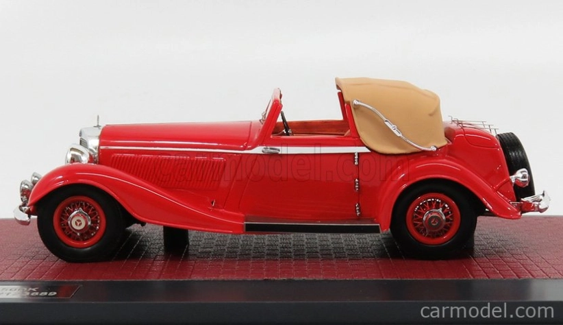 Matrix modely v mierke Mercedes benz 500k By Corsica Dhc Cabriolet Open 1935 1:43 Červená