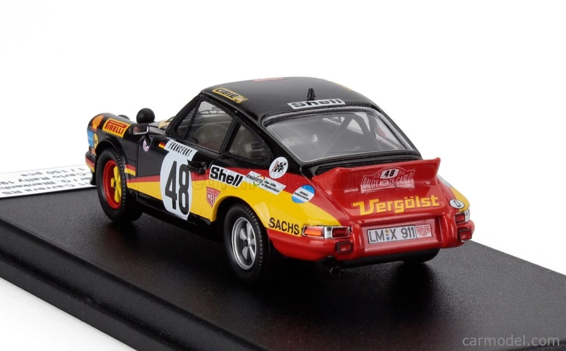 Trofeu Porsche 911 Carrera Rs Coupe (night Version) N 48 Rally Montecarlo 1976 Reiner Altenheimer - Gerd Blankenhagen 1:43 Černá Žlutá Červená