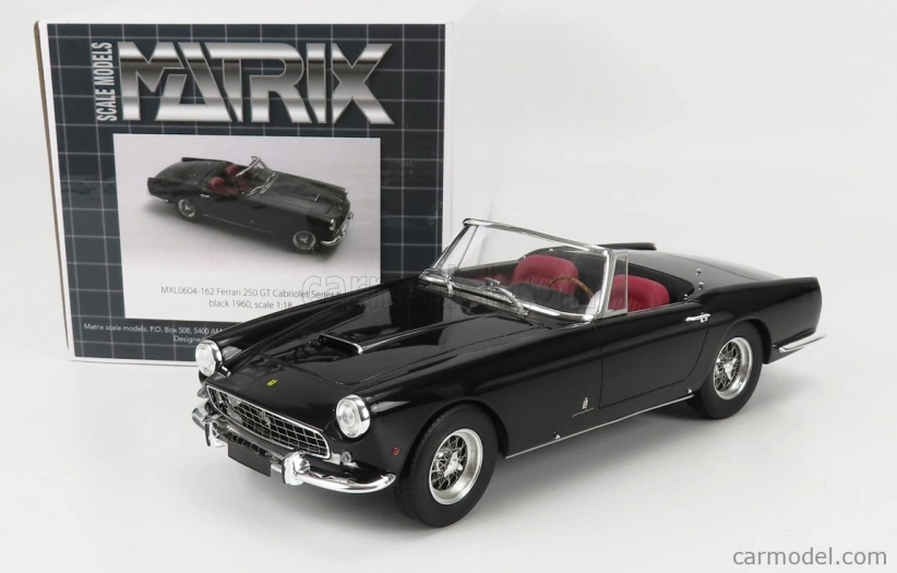 Matrix scale models Ferrari 250gt Ii-series Cabriolet Open 1960 - Con Vetrina With Showcase 1:18 Black
