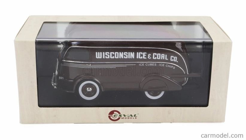 Esval model International D-300 N 601 Van Wisconsin Ice & Coal Co. 1938 - kocky ľadu - ľadová drť 1:43 Hnedá