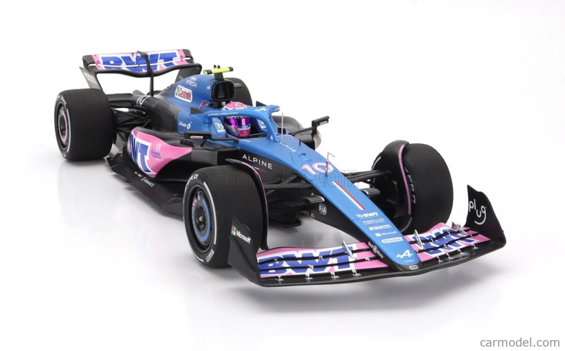Minichamps Renault F1  A523 Team Bwt Alpine N 10 8th Miami Gp With Pit Board 2023 Pierre Gasly 1:18 Modrá Černá Růžová