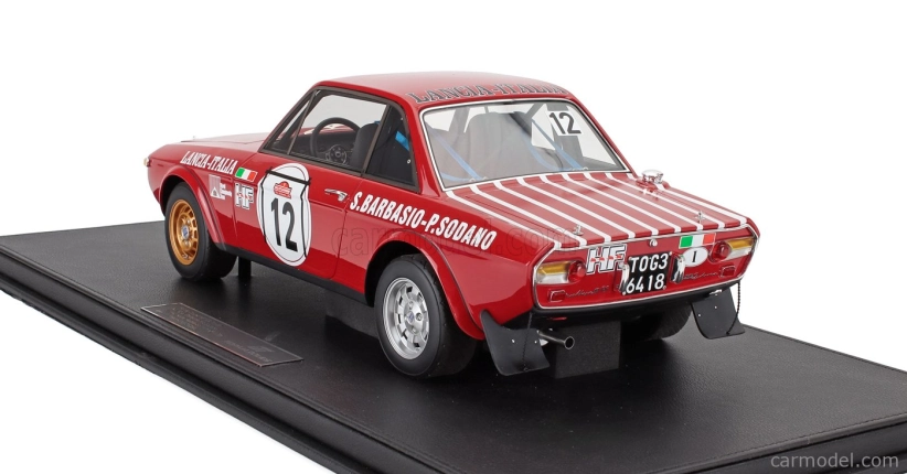 Topmarques Lancia Fulvia Hf 1600 Coupe (nočná verzia) N 12 2nd Rally Sanremo 1972 Sergio Barbasio - Piero Sodano - Con Vetrina - S vitrínou 1:12 červená biela