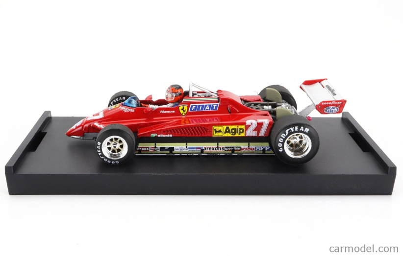 Brumm Ferrari F1 126c2 N 27 2nd San Marino Imola Gp 1982 Gilles Villeneuve - s figúrkou vodiča 1:43 červená