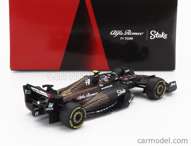 Iskrový model Alfa romeo F1 C43 Team Stake N 24 Las Vegas Usa Gp 2023 Guanyu Zhou 1:64 Black Brown