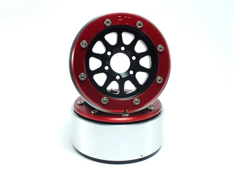 Kovové Beadlock CNC disky Absima Metsafil 1.9 Gear Black/Red, 2ks