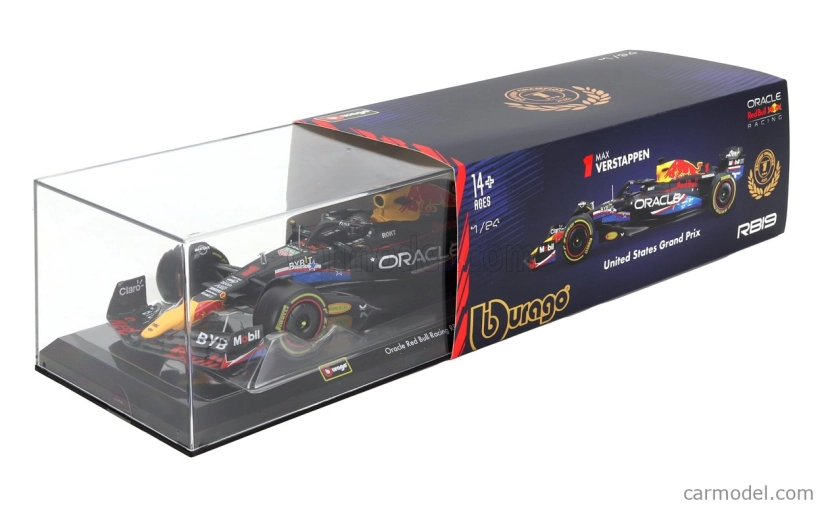 Bburago Red bull F1 Rb19 Team Oracle Red Bull Racing N 1 World Champion Winner Austin Usa Gp 2023 Max Verstappen – With Pilot And Showcase 1:24 Matt Blue