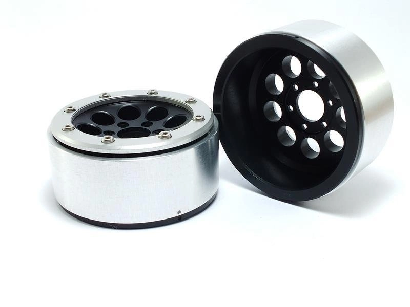 Kovové Beadlock CNC disky Absima Metsafil 1.9 Gun Black/Silver, 2 ks