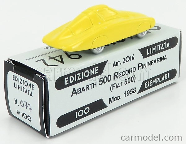 Officina-942 Fiat Abarth 500 Record Pininfarina 1958 1:76 Žlutá