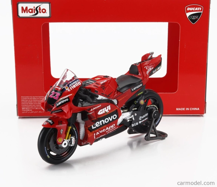 Maisto Ducati Set 2x Desmosedici Gp23 Team Lenovo N 1 World Champion Motogp Season 2023 Francesco Bagnaia + N 23 Motogp Season 2023 Enea Bastianini 1:18 Red