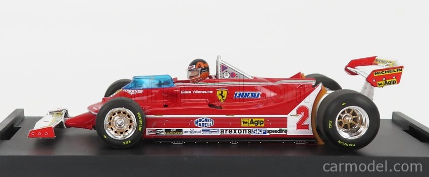BAZAR – Brumm Ferrari F1  312t5 N 2 Veľká cena Brazílie 1980 Gilles Villeneuve – s figúrkou jazdca, mierka 1:43, červená