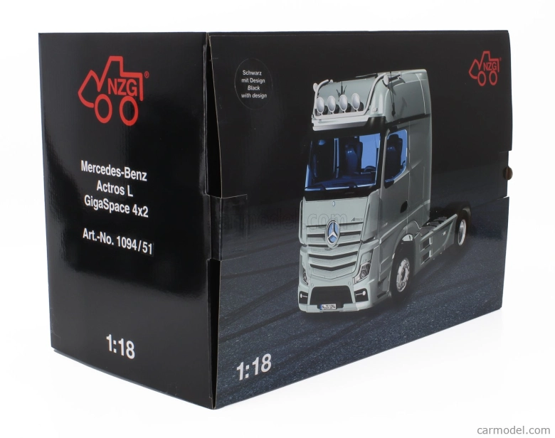 Nzg Mercedes benz Actros L 1863 Gigaspace 4x2 Tractor Truck 2-assi 2023 1:18 Black