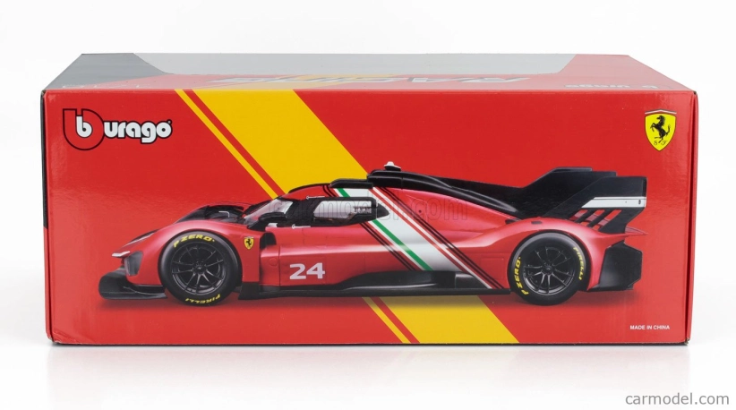 Bburago Ferrari 499p 3.0l Turbo V6 N 24 Modificata 2024 1:18 červená žltá čierna