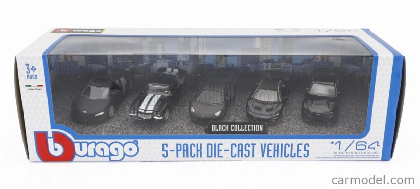 Bburago Audi R8 – Chevrolet Camaro Z/28 – Lamborghini Aventador – Centenario – Ford Usa Mustang 1:64 Black