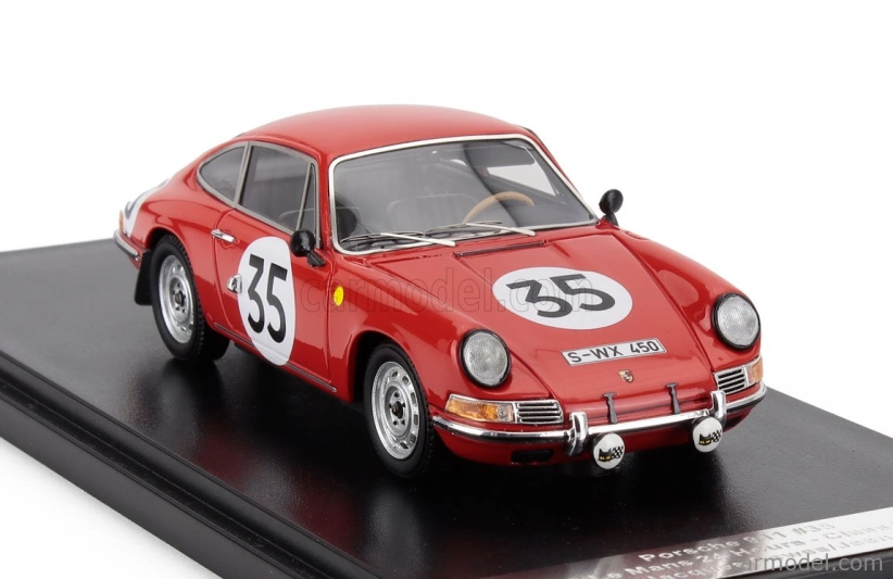 Matrix scale models Porsche 911s Coupe Team J.franc N 35 24h Le Mans 1966 Jean Kerguen - Jacques Dewes 1:43 Red