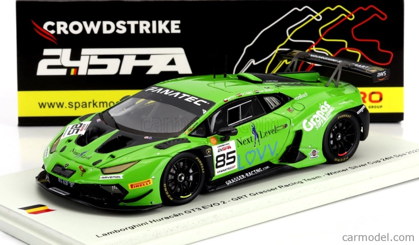 Spark-model Lamborghini Huracan Gt3 Evo 2 Team Grt Grasser N 85 Winner Silver Cup 24h Spa 2023 C.schmid - B.hites - G.van Berlo 1:43 Zelená Černá