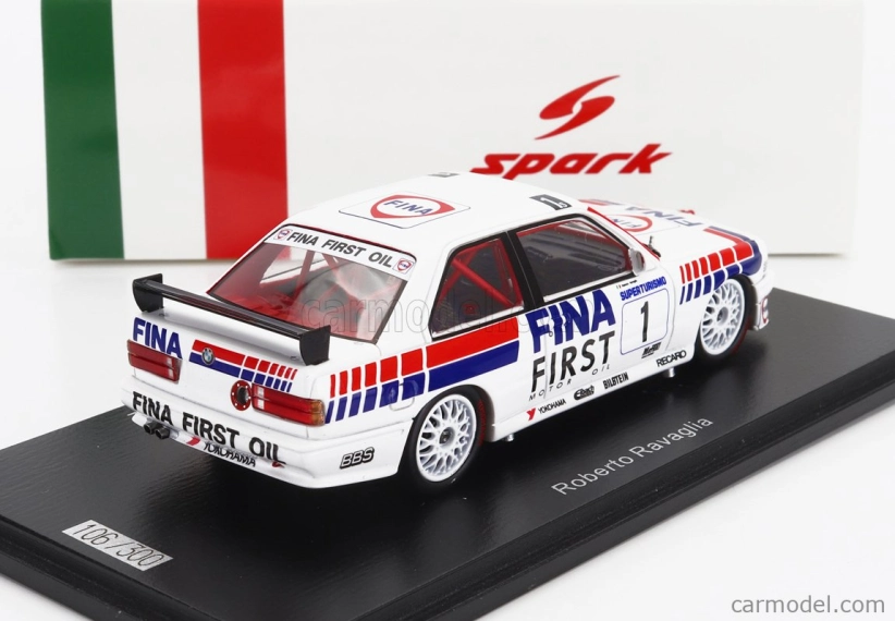 Spark-model BMW radu 3 (e30) M3 Team Bmw Fina N 1 Superturismo Monza 1992 Roberto Ravaglia 1:43 Biela