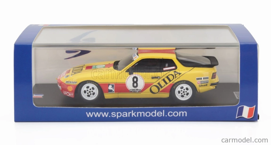 Spark-model Porsche 944 Turbo N 8 Cup Champion France 1988 Andre Bourdon 1:43 Žlutá Červená