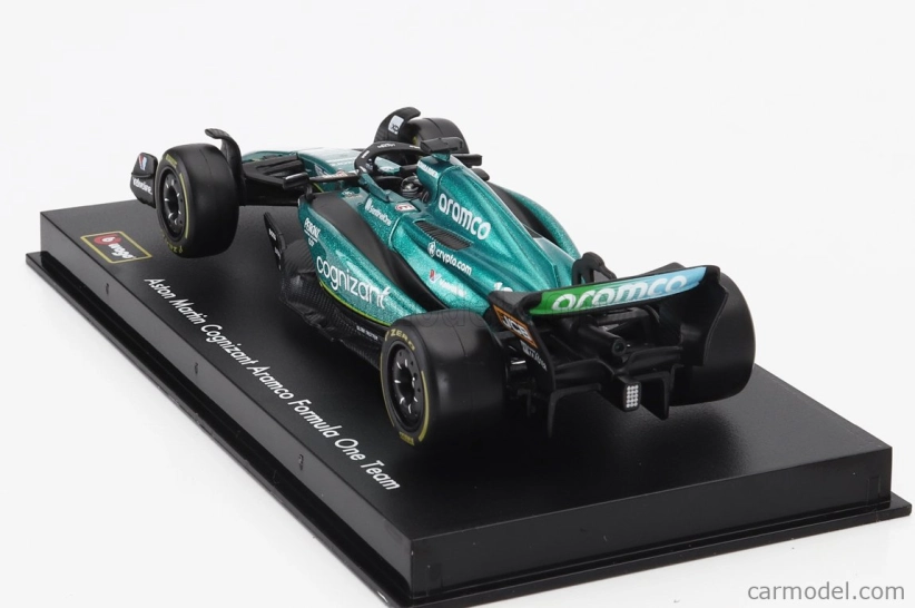 Bburago Aston martin F1 Amr23 Team Aramco Cognizant N 18 Season 2023 Lance Stroll – With Pilot And Showcase 1:43 zelená