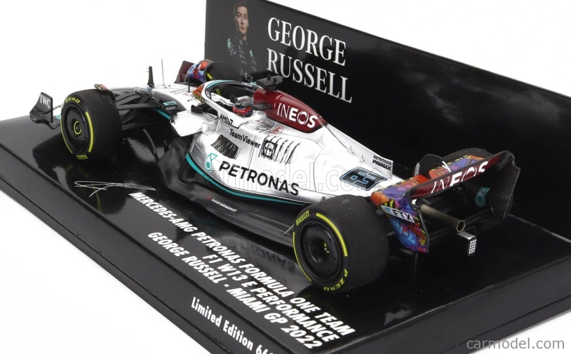 Minichamps Mercedes gp F1 W13e Team Mercedes-amg Petronas F1 N 63 3. Miami Gp 2022 George Russel 1:43 Silver Green