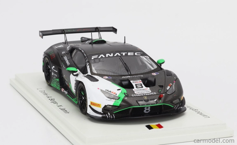 Spark-model Lamborghini Huracan Gt3 Evo 2 Team Ags Events N 8 24h Spa 2023 L.gorini - A.borga - N.jamin 1:43 Black White