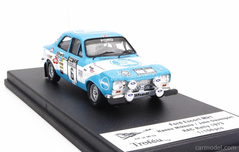 Trofeu Ford england Escort Mki (nočná verzia) N 6 Rally Rac Lombard 1973 Hannu Mikkola - John Davenport 1:43 Svetlo modrá biela
