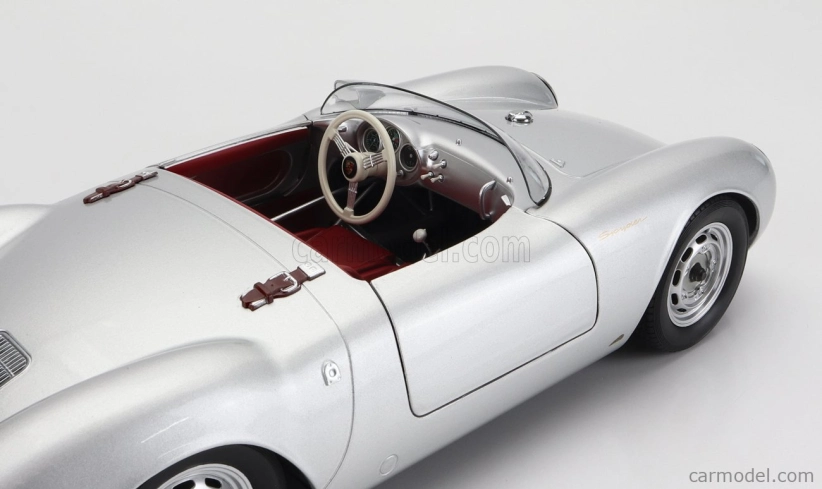 Porsche 550a Spider 1956 v mierke 1:12 strieborný