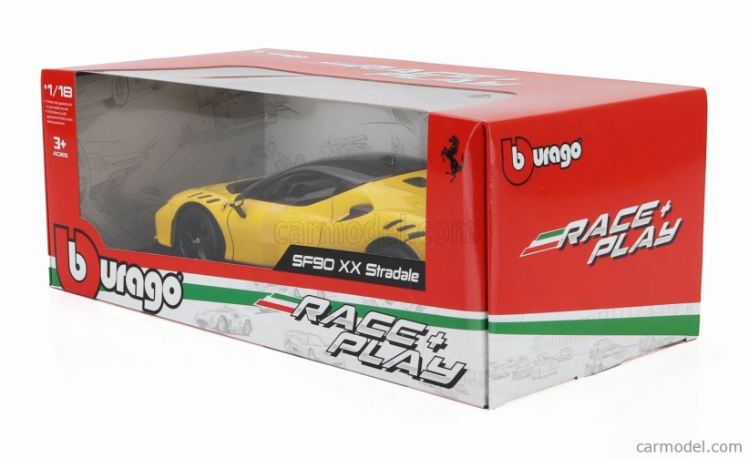 Bburago Ferrari Sf90xx Stradale 2024 1:18 Giallo Modena - Žlutá Černá