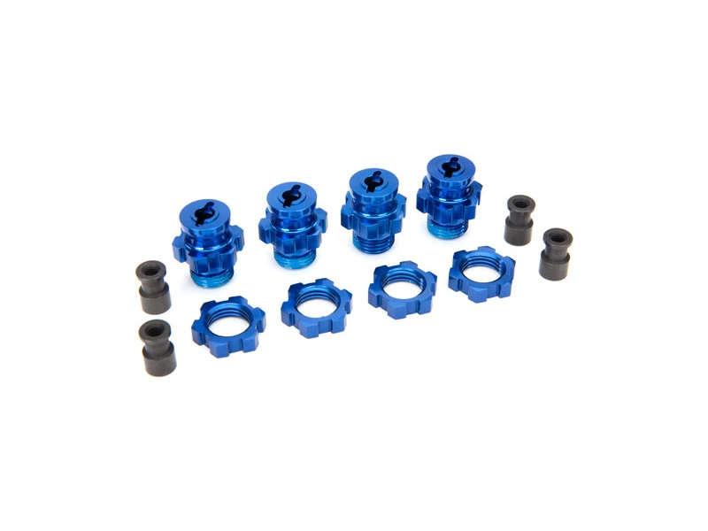 ROZBALENÉ – Hliníkový náboj kolesa Traxxas 17 mm, krátky, modrý (4)