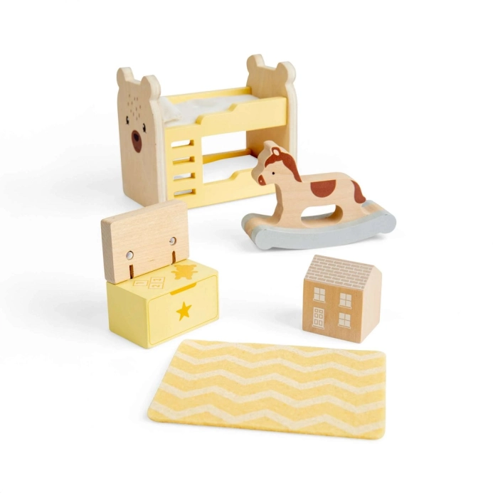 Bigjigs Toys Dřevěný nábytek do domečku pro panenky Dětský pokoj
