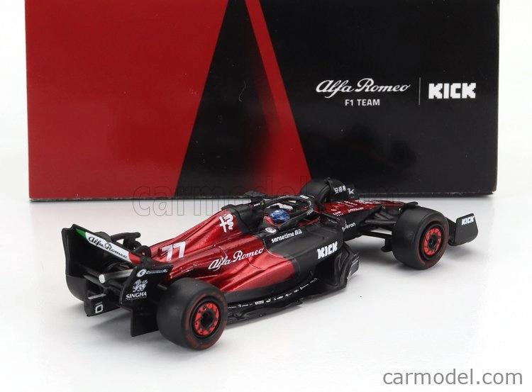 Spark model Alfa romeo F1 C43 Team Stake N 77 Season 2023 Valtteri Bottas 1:64 Black Red