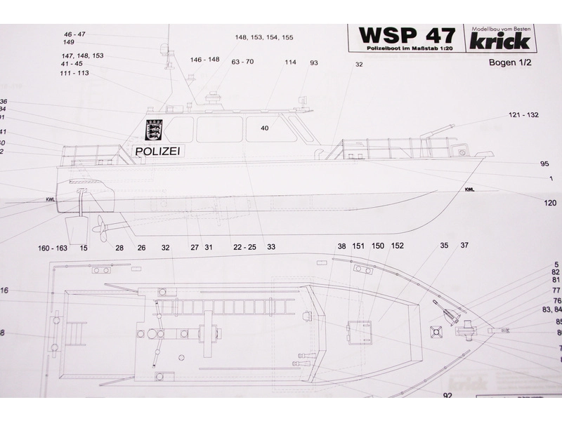 RC stavebnica Krick policajný čln WSP47 kit