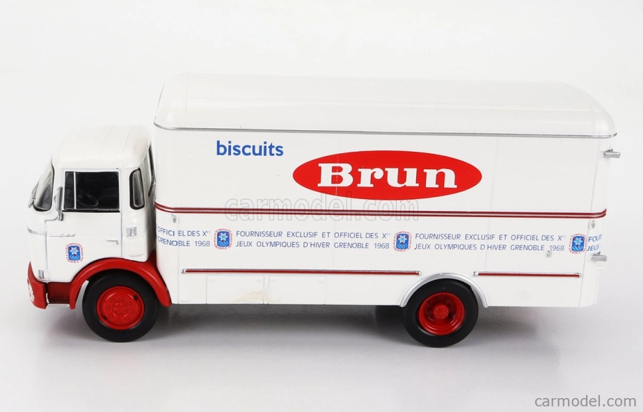 ROZBALENÉ – Edicola Berliet Gak Truck Biscuit Brun 2-osi 1959 1:43 Biela Červená