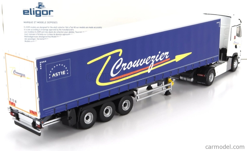 Eligor Renault T520 Truck Telonato Crouvezier Transports 2021 1:43 Bílá Modrá