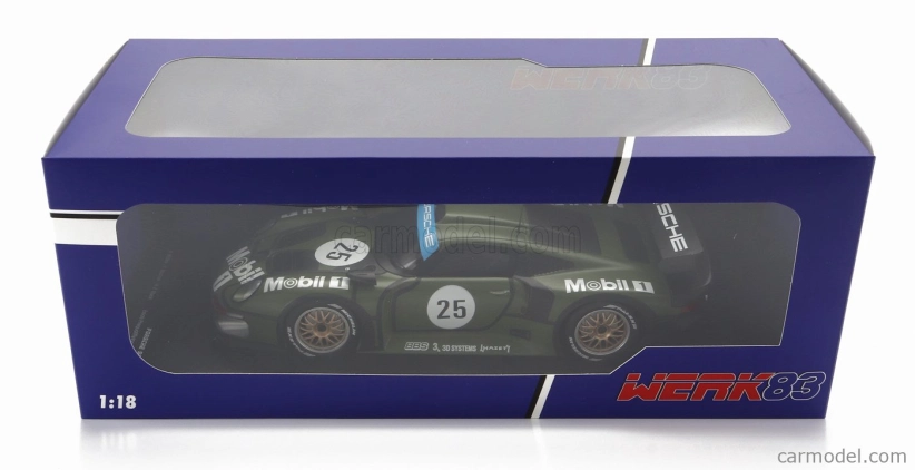 Werk83 Porsche 911 Gt1 3.2l Turbo Team Porsche Ag Mobil1 N 25 Predkvalifikácia 2. 24h Le Mans 1996 T.boutsen - H.j.stuck - B.wollek 1:18 Matt Green