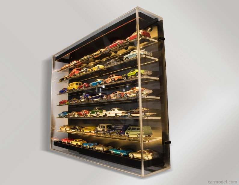 Atlantic Vetrina display box Espositore - Pre 42 Cars 1/64 Lungh.lenght Cm 50.0 X Largh.width Cm 8.0 X Alt.height Cm 37.5 (altezza Utile Tra I Ripiani Cm 4.5 Inner Height Among Shelves) 1:64 Plastic Display