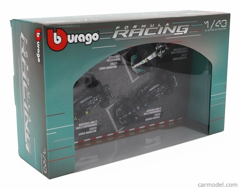 Bburago Mercedes gp Set F1 4x W14 Team Mercedes-amg Petronas Formula One N 44 Season 2023 Lewis Hamilton - N 63 Season 2023 George Russell - W13 N 44 Season 2022 Lewis Hamilton – W12 N 44 Season 2021 Lewis Hamilton 1:43 matná čierna strieborná