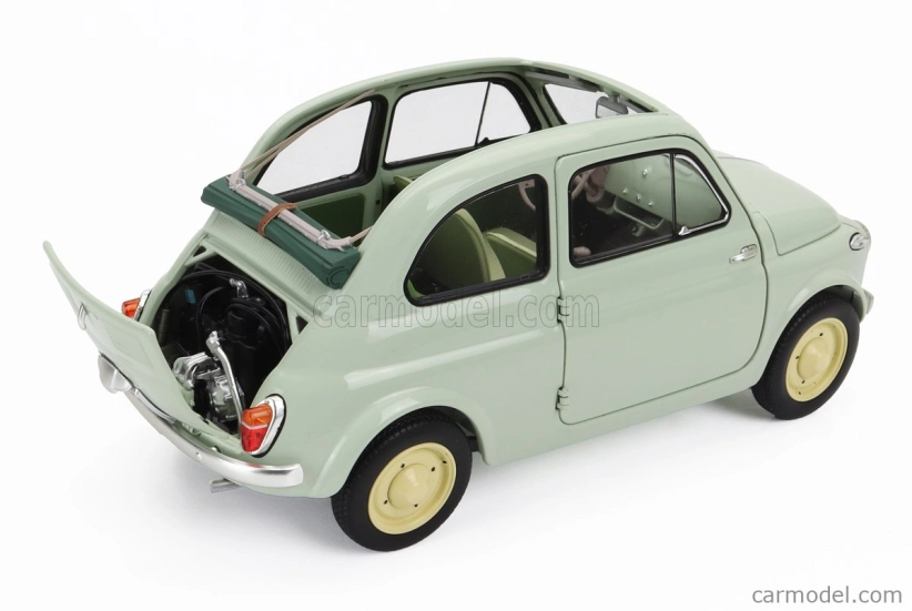 Kyosho Fiat 500 D Cabriolet Open 1960 1:18 Verde Chiaro - Světle Zelená