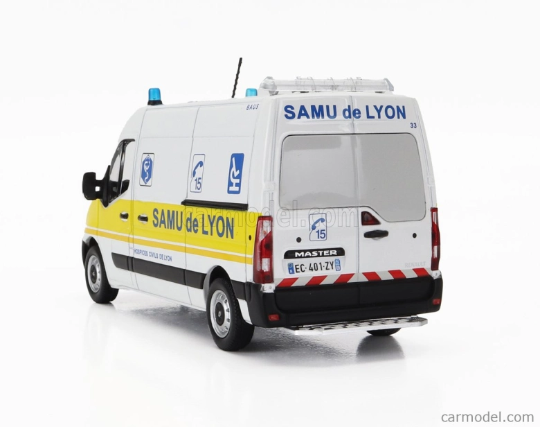 Norev Renault Master Van Samu De Lyon Ambulance 2014 1:43 Bielo-žltá
