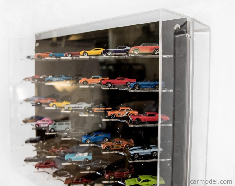 Atlantic Vetrina display box Espositore - Pre 42 Cars 1/64 Lungh.lenght Cm 61.0 X Largh.width Cm 12.0 X Alt.height Cm 47.0 (altezza Utile Tra I Ripiani Cm 8.0 Inner Height Among Shelves) 1:64 Plastic Display