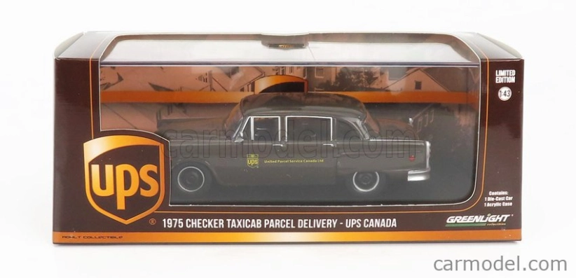 Greenlight Checker Taxi Cab Ups Kanada 1975 1:43 Brown