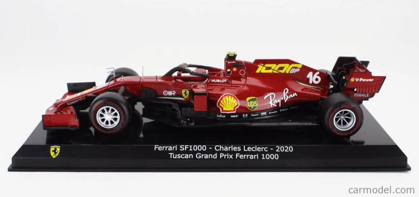 Edicola Ferrari F1 Sf1000 Team Scuderia Ferrari N 16 8th Toscana Gp Mugello 1000th Gp Ferrari F1 2020 Charles Leclerc - Con Vetrina - s vitrínou 1:24 Mugello Red