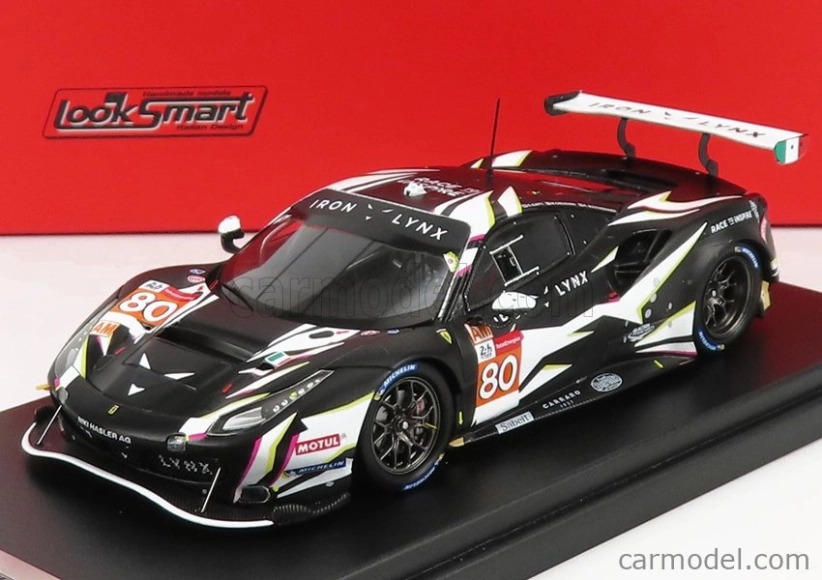 Looksmart Ferrari 488 Gte Iron Lynx Team N 80 3rd Gte-am Class 24h Le Mans 2021 Matteo Cressoni - Callum Ilott - Rino Mastronardi 1:43 Matná čierna biela