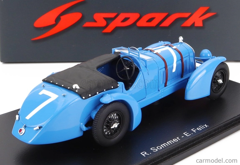 Spark-model Alfa romeo 8c 2.4l S8 Spider Team R.sommer N 7 24h Le Mans 1934 R.sommer - E.felix 1:43 Light Blue