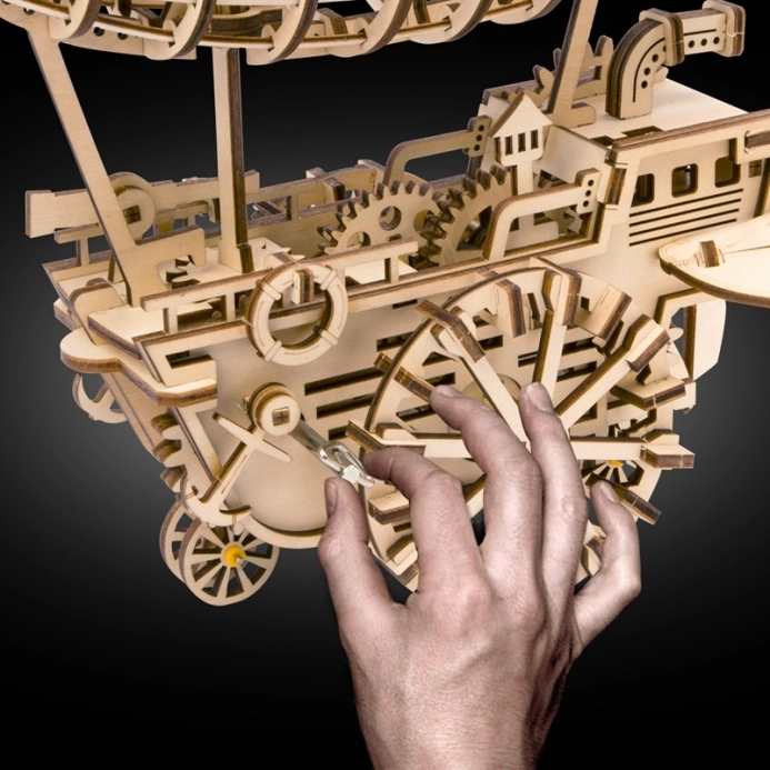 RoboTime 3D drevené mechanické puzzle Fantastická vzducholoď
