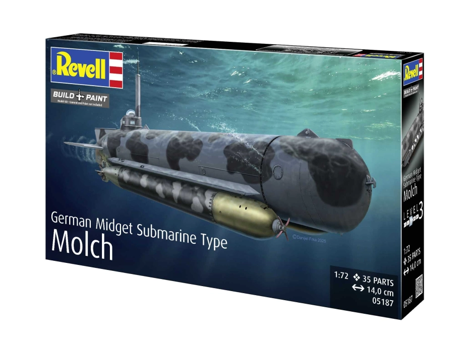 Plastic ModelKit ponorka 05187 – German Midget Submarine Type Molch (1:72)